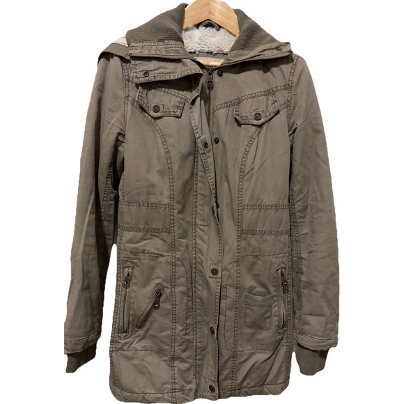 Miss Top Gun Jackets & Blazers - Miss Top Gun Utility Parka Jacket Green Pinup Lined Hood Shearling Size XS